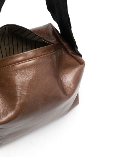 Shop Uma Wang Embossed-logo Detail Shoulder Bag In Brown