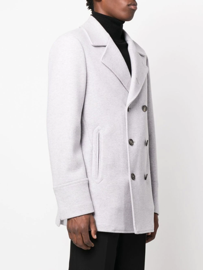 Shop Eleventy Double-breasted Wool-cashmere Coat In Grey