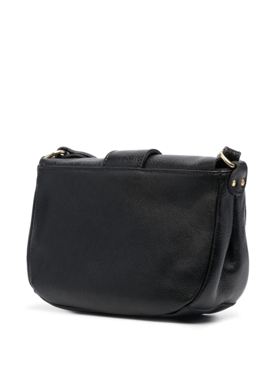 Shop Il Bisonte Grained-leather Shoulder Bag In Black