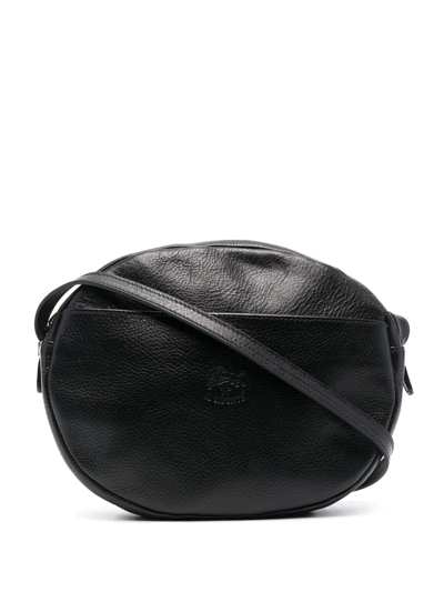 Shop Il Bisonte Logo Zipped Satchel Bag In Black