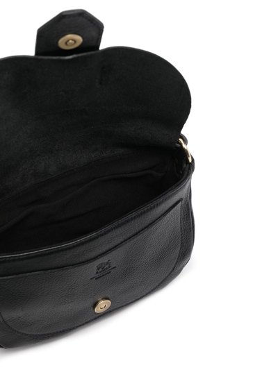 Shop Il Bisonte Grained-leather Shoulder Bag In Black