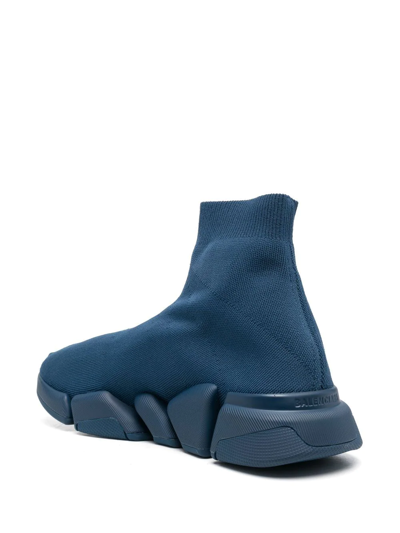 Shop Balenciaga Speed 2.0 Knitted Sneakers In Blue
