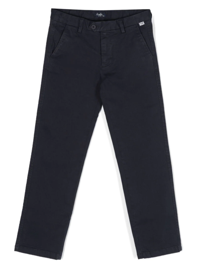 Shop Il Gufo Slim-cut Stretch-cotton Trousers In Blue