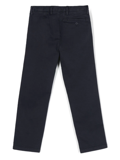 Shop Il Gufo Slim-cut Stretch-cotton Trousers In Blue