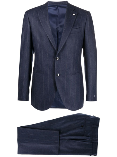 Shop Luigi Bianchi Mantova Striped Tailored Trousers In Blue