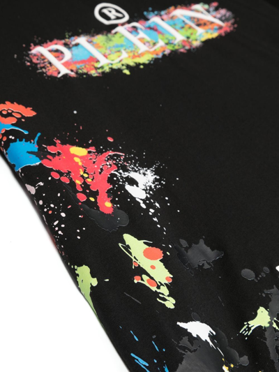 Shop Philipp Plein Junior Teen Paint-splatter T-shirt In Black