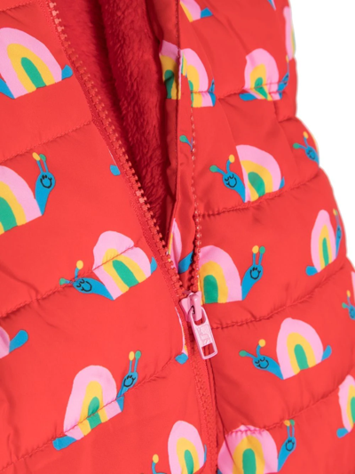 Shop Stella Mccartney Snail-print Quilted Snowsuit In Red