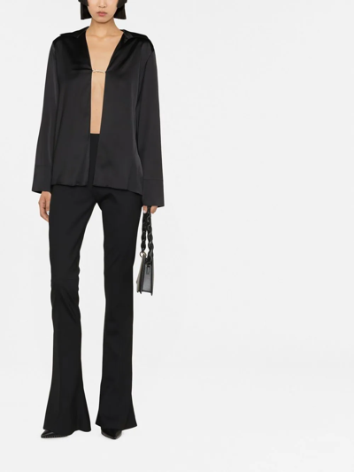 Shop Jacquemus La Chemise Notte Satin Shirt In Black