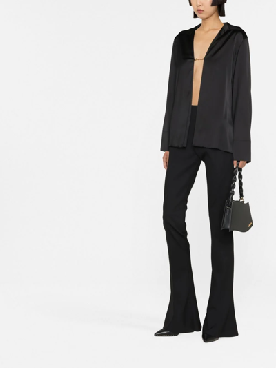 Shop Jacquemus La Chemise Notte Satin Shirt In Black