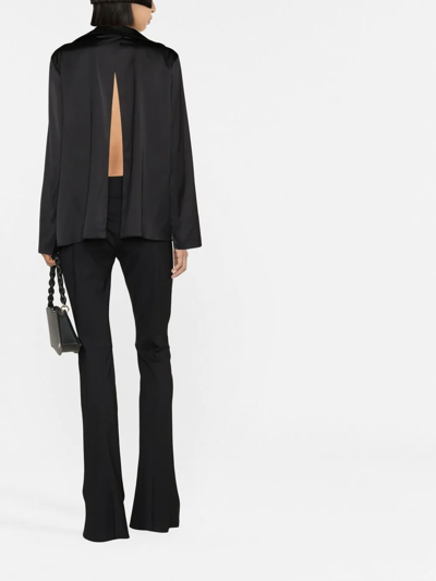 Shop Jacquemus La Chemise Notte Satin Shirt In Black