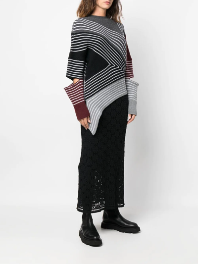 Shop Stella Mccartney Asymmetrical Striped Jumper In Red