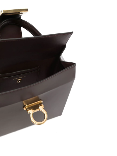 Ferragamo Small Gancini Tote Bag In Brown