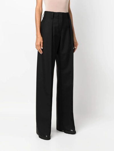 Ferragamo High-waisted Virgin-wool Trousers In Black