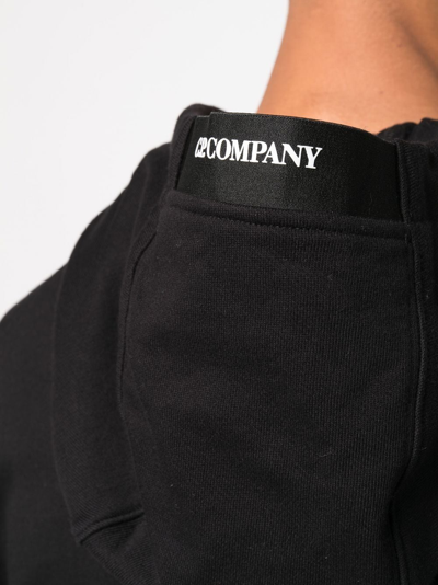 Shop C.p. Company Logo-print Cotton Hoodie In Black