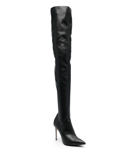 Shop Le Silla Eva Thigh-high Leather Boots In Black