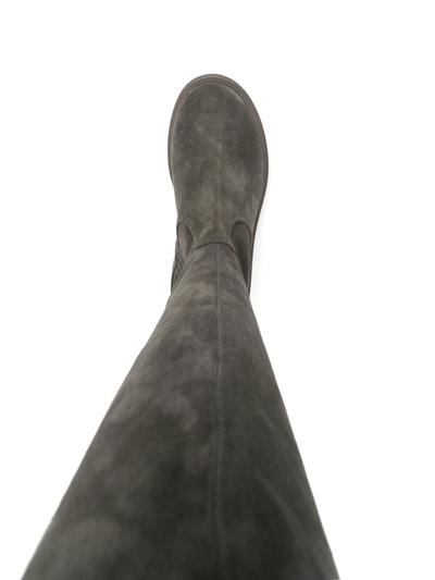 Shop Le Silla Ranger Suede-leather Thigh-high Boots In Grey
