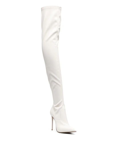Le Silla Eva 120mm Thigh-high Leather Boots In White