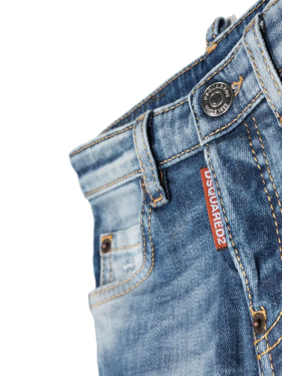 Dsquared2 Icon-print Slim-cut Jeans In Blue
