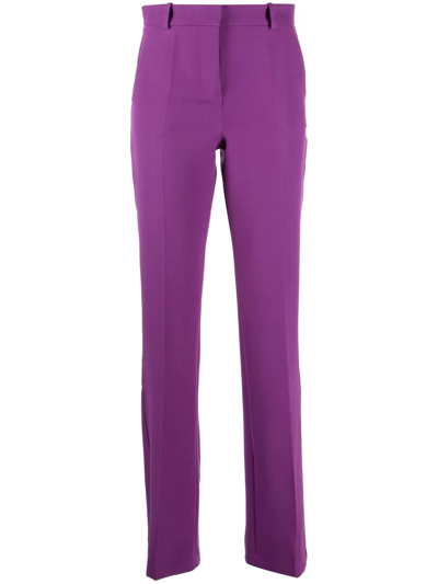 Shop Ermanno Firenze Flared Tailored Trousers In Purple