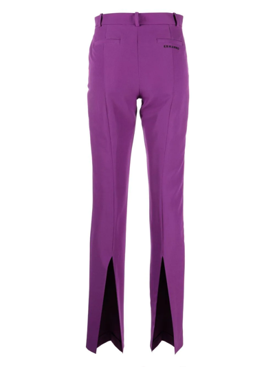 Shop Ermanno Firenze Flared Tailored Trousers In Purple