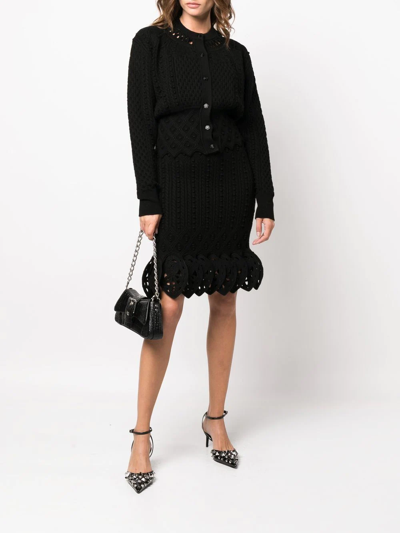 Shop Rabanne Scallop Hem Waffle-knit Skirt In Black