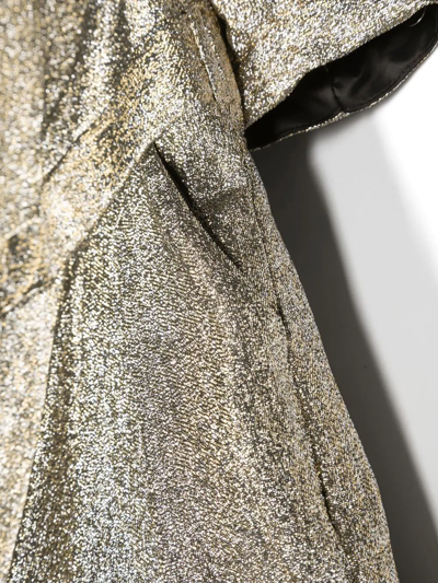Shop Stella Mccartney Metallic-effect Long-sleeved Playsuit In Gold