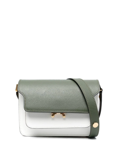 Shop Marni Leather Shoulder Bag In Green
