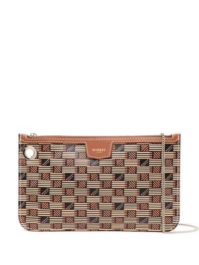 Shop Moreau Leather Clutch Bag In Brown