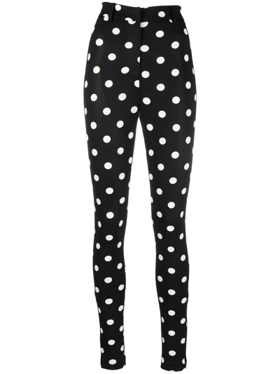 Shop Magda Butrym Polka-dot High-waisted Trousers In Black