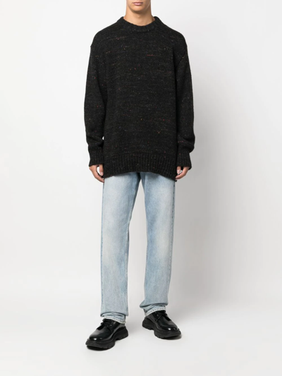 Shop Laneus Speckle-knit Jumper In Black