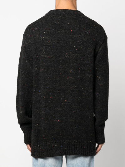 Shop Laneus Speckle-knit Jumper In Black