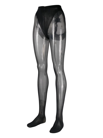 Shop Wolford X  Mesh-panelled Tights In Black