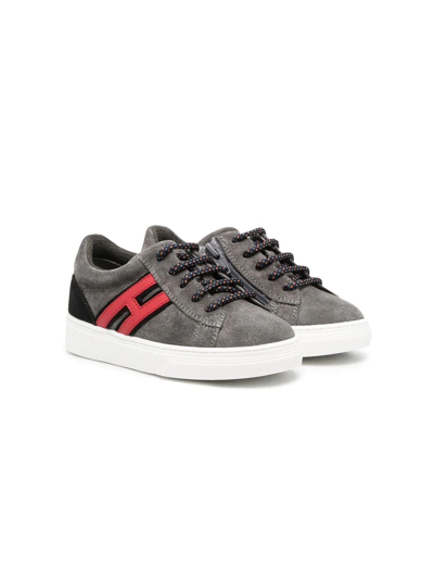 Shop Hogan Suede Logo-patch Sneakers In Grey