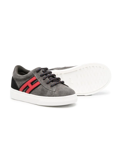 Shop Hogan Suede Logo-patch Sneakers In Grey