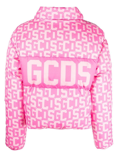 Shop Gcds Logo-print Padded Jacket In Pink