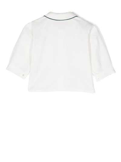 Shop Mariella Ferrari Contrasting-trim Long-sleeve Shirt In White