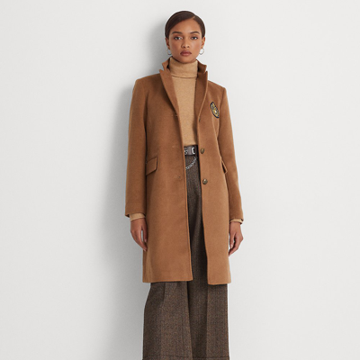 Lauren Ralph Lauren Crest-patch Wool-blend Coat In New Vicuna | ModeSens