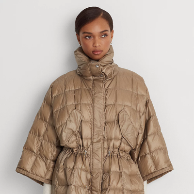 Lauren Ralph Lauren Oversize Metallic Quilted Down Coat In Light Truffle |  ModeSens