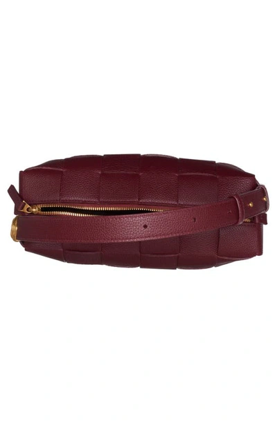 Shop Bottega Veneta Cassette Intrecciato Leather Shoulder Bag In Barolo-gold