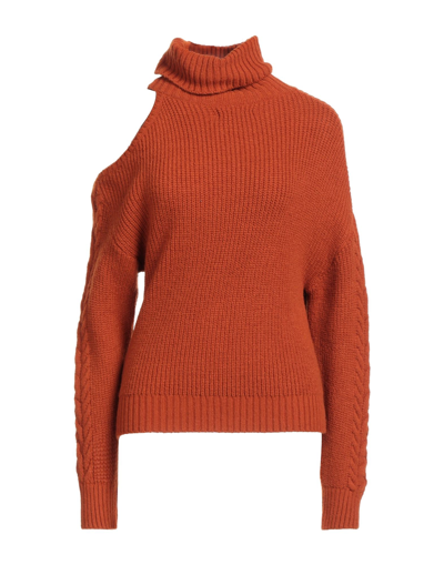 Shop Guess Woman Turtleneck Rust Size Xs Acrylic, Polyamide, Wool In Red