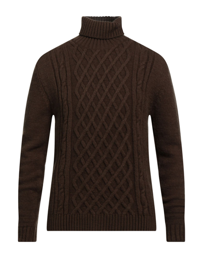 Shop Diktat Man Turtleneck Dark Brown Size Xxl Merino Wool, Polyamide, Acrylic