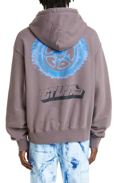 Shop Heron Preston Oversize Embroidered Graphic Hoodie In Grey Light Blue