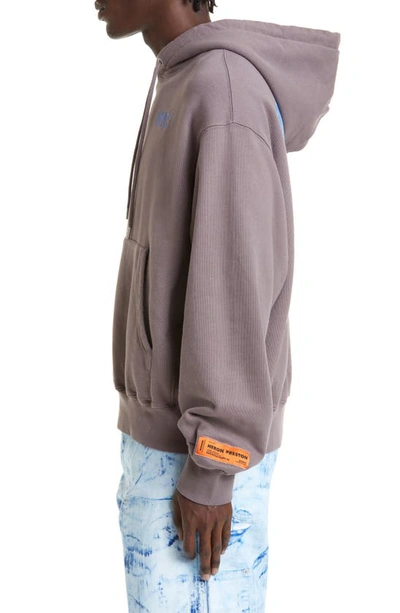 Shop Heron Preston Oversize Embroidered Graphic Hoodie In Grey Light Blue