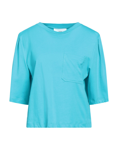 Shop Solotre Woman T-shirt Turquoise Size 1 Cotton In Blue