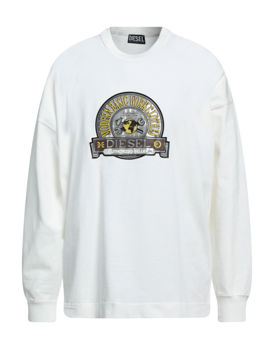 Diesel Crewneck S-patchy Sweatshirt With Deboosed Patch In White