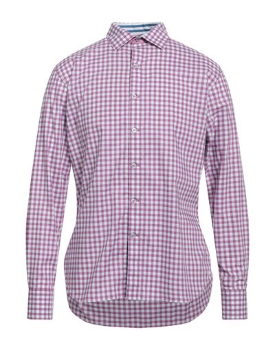 Shop Robert Graham Man Shirt Mauve Size 3xl Cotton In Purple