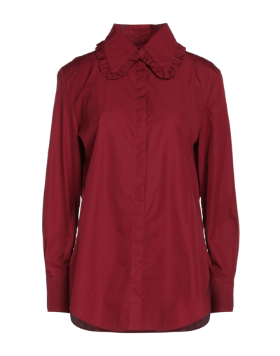 Shop Douuod Woman Shirt Burgundy Size 4 Cotton In Red