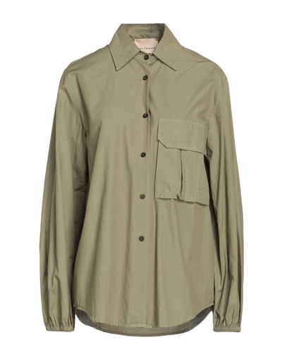 Shop Erika Cavallini Woman Shirt Military Green Size 8 Cotton