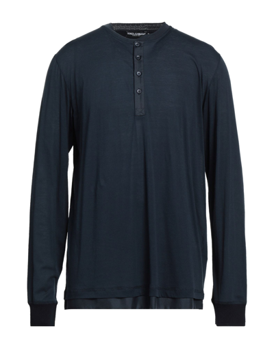 Shop Dolce & Gabbana Man T-shirt Midnight Blue Size 34 Cotton, Silk