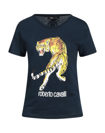 Shop Roberto Cavalli Woman T-shirt Midnight Blue Size M Cotton